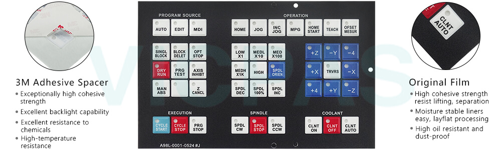A98L-0001-0524#J A98L-0001-0524 #J GE Fanuc Membrane Keypad Replacement