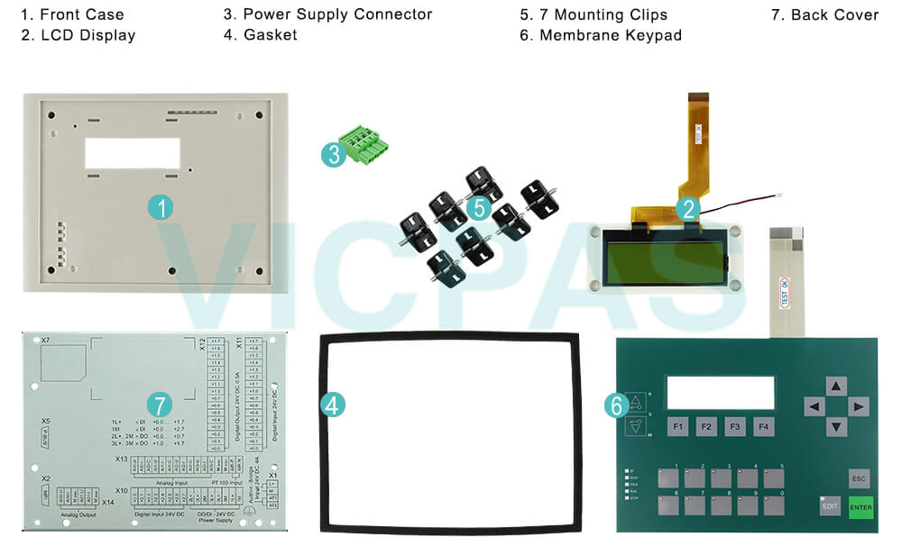 6ES7 613-1SB02-0AC0 Siemens SIMATIC HMI C7-613 Membrane Keyboard, Enclosure, Gasket, Power Supply Connector, LCD Screen, Mounting Clips Repair Replacement