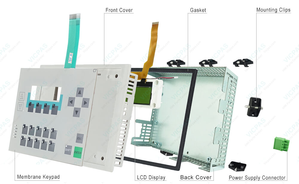 6ES7613-1CA02-0AE3 Siemens SIMATIC HMI C7-613 Membrane Keyboard, Mounting Clips, Power Supply Connector, Gasket, LCD Display Screen, HMI Case Repair Replacement