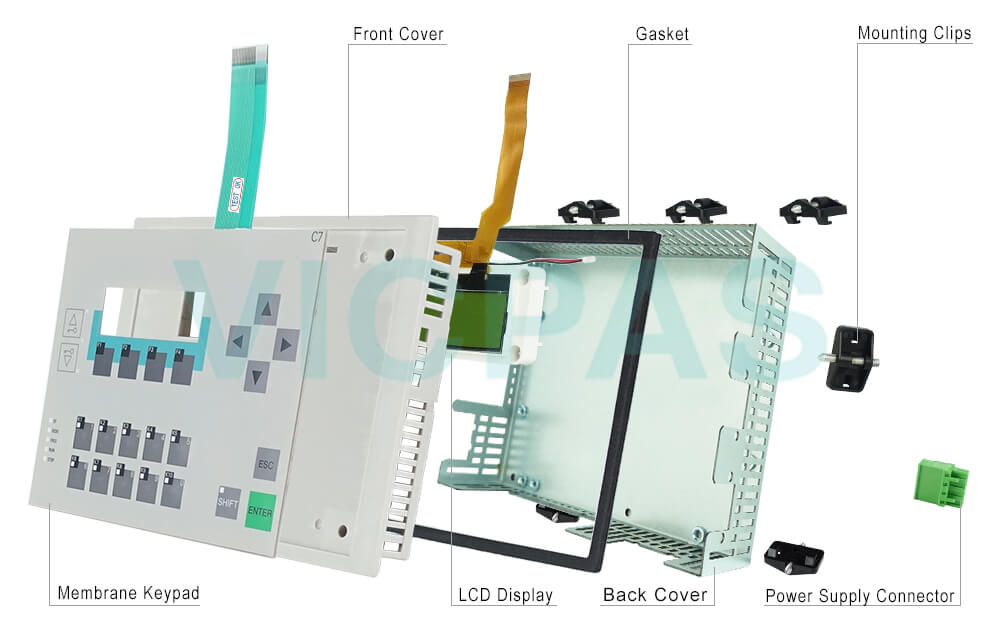 6AG1613-1CA02-4AE3 Siemens SIMATIC HMI C7-613 Membrane Keyboard, Gasket, Screws, Power Supply Connector, Mounting Clips, Plastic Case, Metal Back Cover Repair Replacement 6AG1613-1CA02-4AE3 Siemens SIMATIC HMI C7-613 Membrane Keyboard, Gasket, Screws, Power Supply Connector, Mounting Clips, Plastic Case, Metal Back Cover Repair Replacement