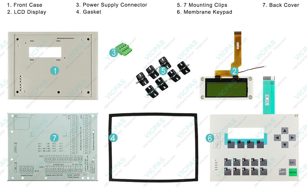 6ES7613-1CA00-0AE3 Siemens SIMATIC HMI C7-613 Membrane Keyboard, Enclosure, Gasket, Power Supply Connector, LCD Screen, Mounting Clips Repair Replacement