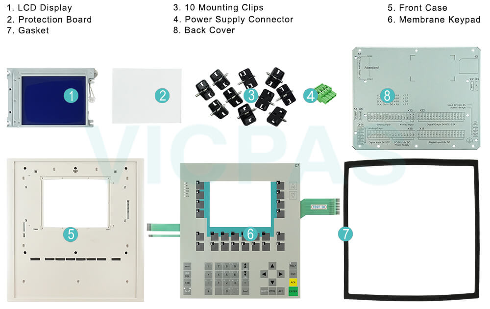 6ES7635-2EC01-0AE3 Siemens SIMATIC HMI C7-635 Touchscreen Membrane Keyboard LCD Display Screen Plastic Shell Metal Back Cover Repair Replacement