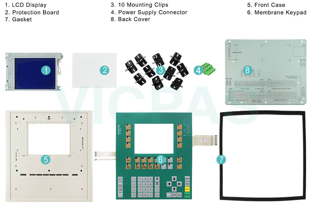 6AG1635-2SB02-4AC0 Siemens SIMATIC HMI C7-635 Touchscreen, Membrane Keyboard, Plastic Shell, LCD Display Screen, Mounting Clips, Gasket, Metal Back Cover and Power Supply Connector Repair Replacement