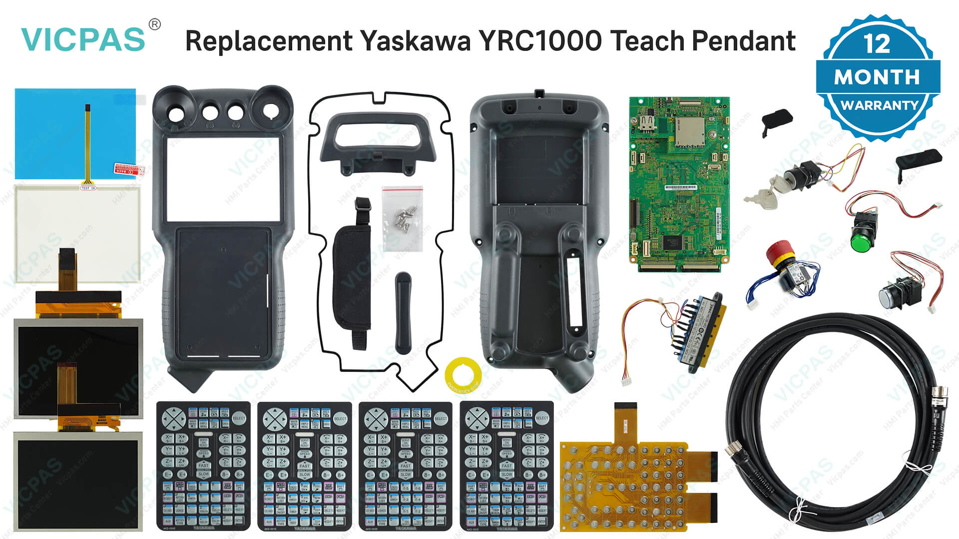 VICPAS replacement Yaskawa YRC1000 Teach Pendant parts with warranty badge