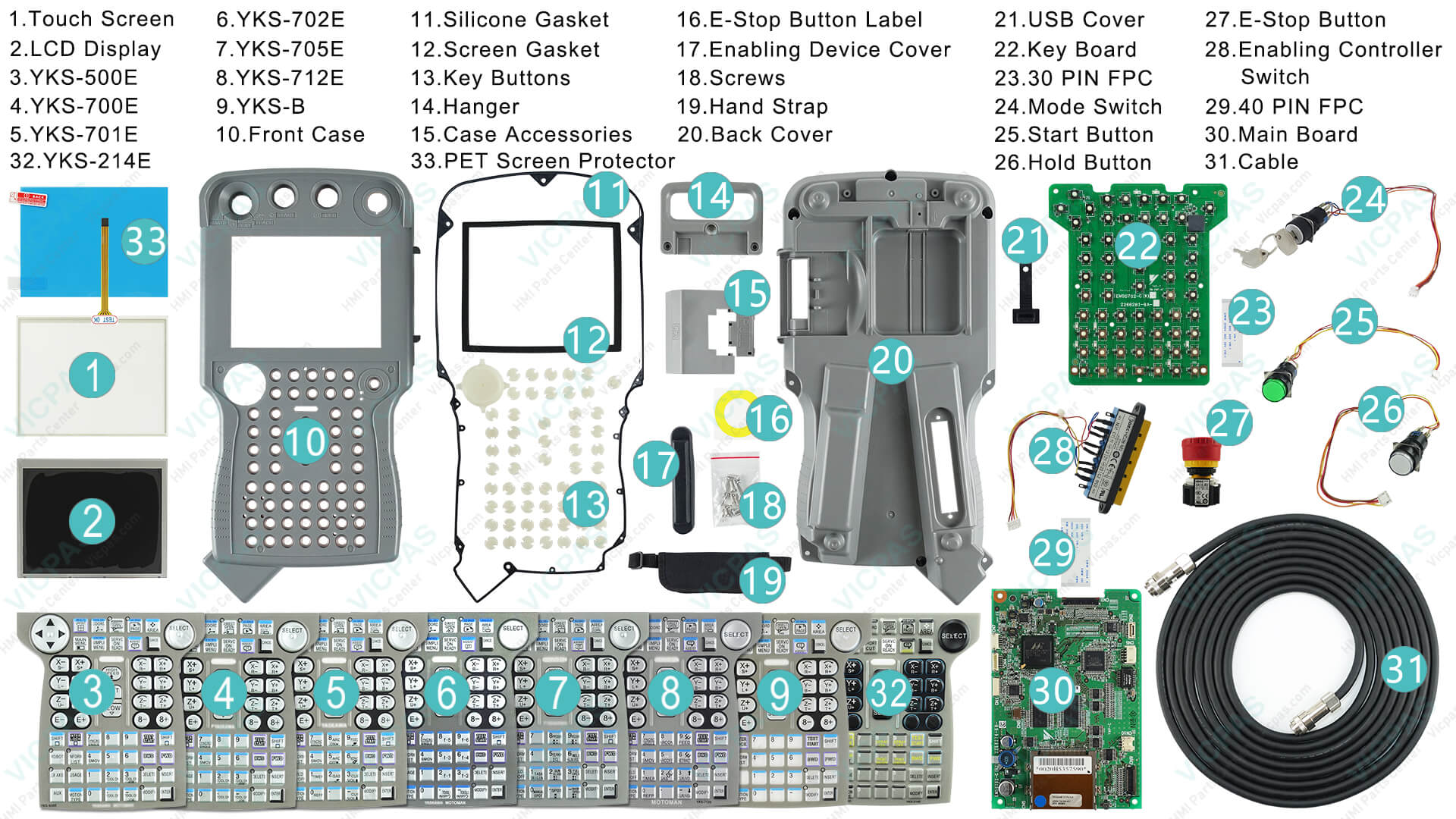 Yaskawa DX200 Teach Pendant Repair Parts | VICPAS