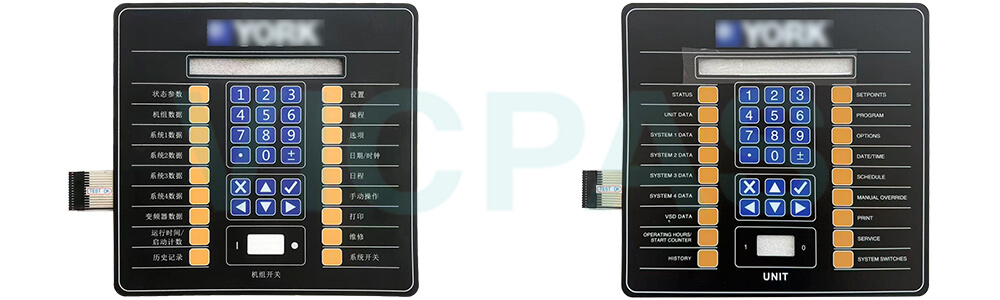 YORK EN-209819 MTC-40200 P-40200X REV A KEYPAD CONTROLLER Membrane Switch Replacement
