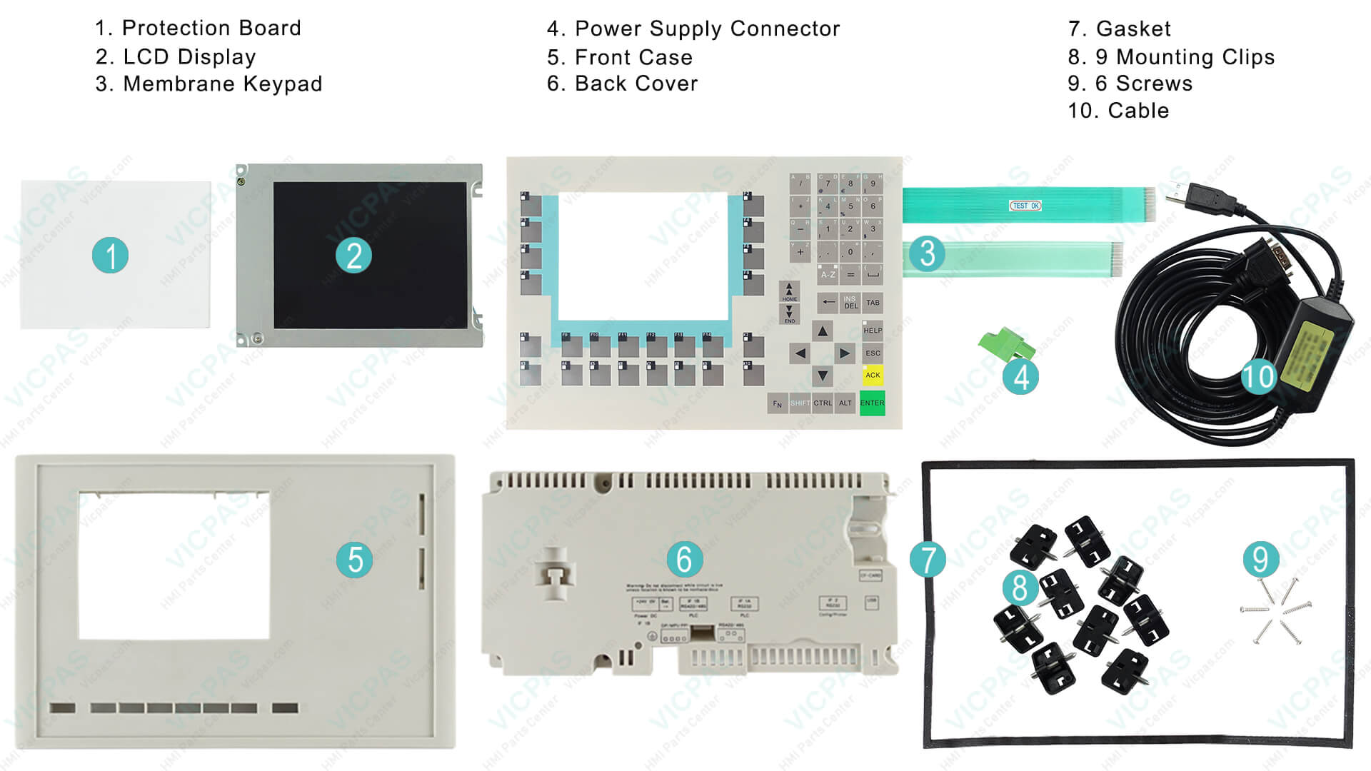 VICPAS Siemens OP270 6 Replacement Parts - Membrane Keypad, Plastic Case and Display Assembly