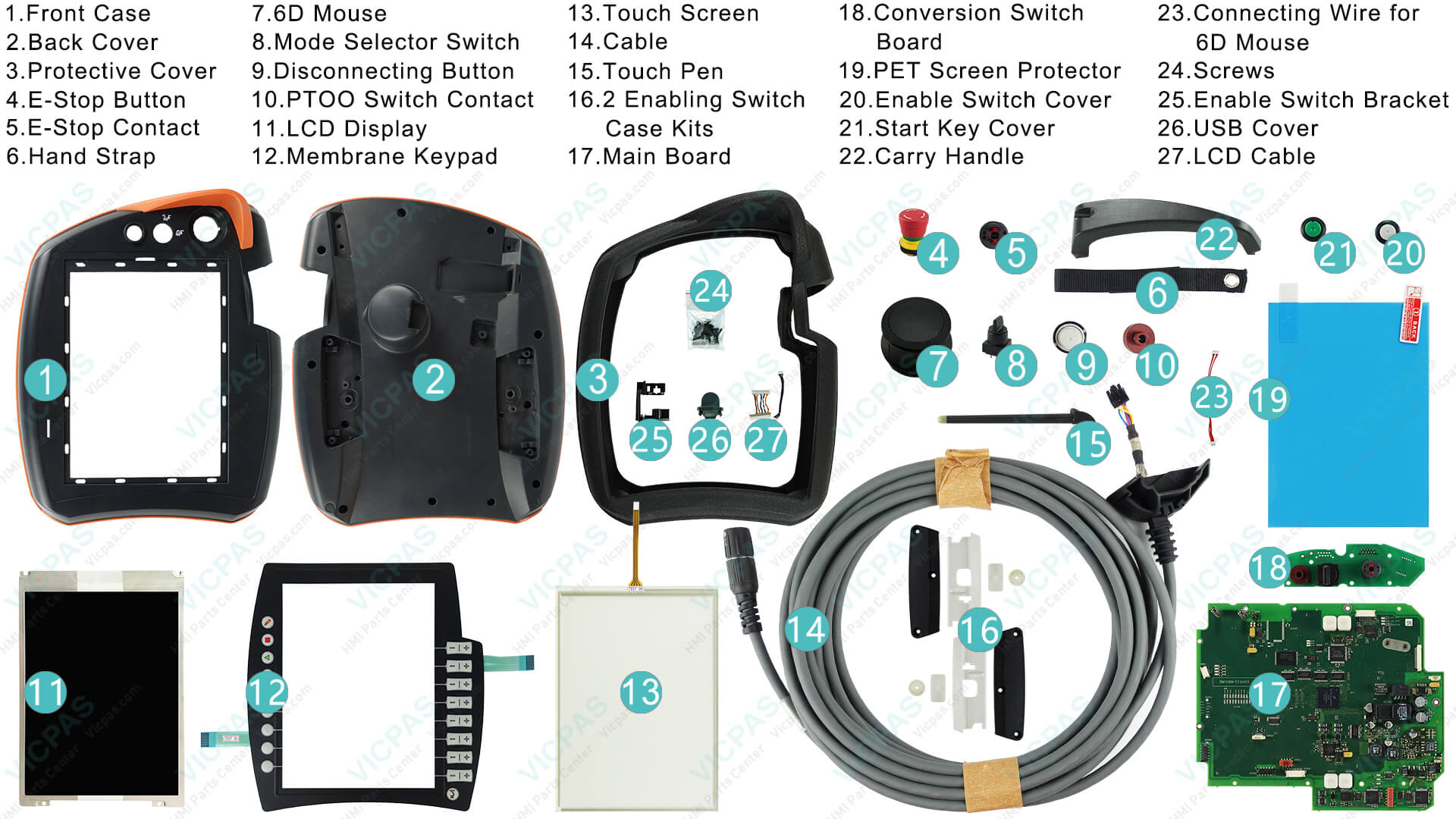 KUKA KRC4 SmartPad disassembled with replacement parts