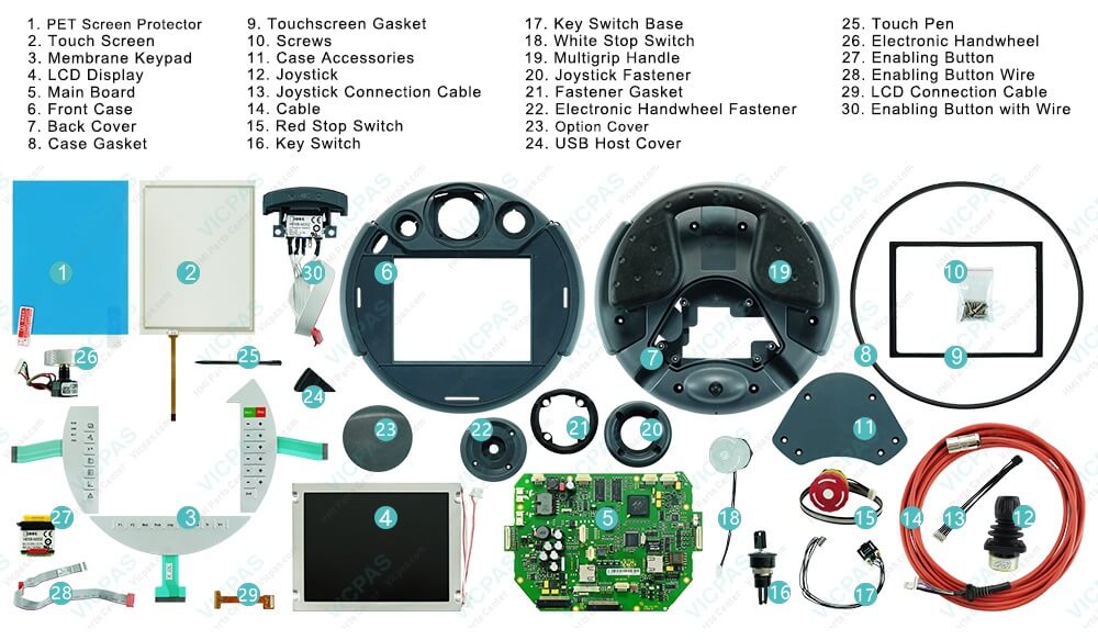 Keba KeTop T55-MAW-Au0-CE6 HMI Panel Glass, HMI Case, LCD Display Panel, Operator Panel Keypad, PET Screen Protector, Main Board, Case Gasket, Touchscreen Gasket, Screws, Case Accessories, Joystick, Joystick Connection Cable, Cable, Red Stop Switch, Key Switch, Key Switch Base, White Stop Switch, MuItigrip HandIe, Joystick Fastener, Fastener Gasket, Electronic Handwheel Fastener, Option Cover, USB Host Cover, Touch Pen, Electronic Handwheel, Enabling Switch, EnabIing Switch CabIe and LCD Connection Cable Repair Replacement Keba KeTop T55-MAW-Au0-CE6 HMI Panel Glass, HMI Case, LCD Display Panel, Operator Panel Keypad, PET Screen Protector, Main Board, Case Gasket, Touchscreen Gasket, Screws, Case Accessories, Joystick, Joystick Connection Cable, Cable, Red Stop Switch, Key Switch, Key Switch Base, White Stop Switch, MuItigrip HandIe, Joystick Fastener, Fastener Gasket, Electronic Handwheel Fastener, Option Cover, USB Host Cover, Touch Pen, Electronic Handwheel, Enabling Switch, EnabIing Switch CabIe and LCD Connection Cable Repair Replacement