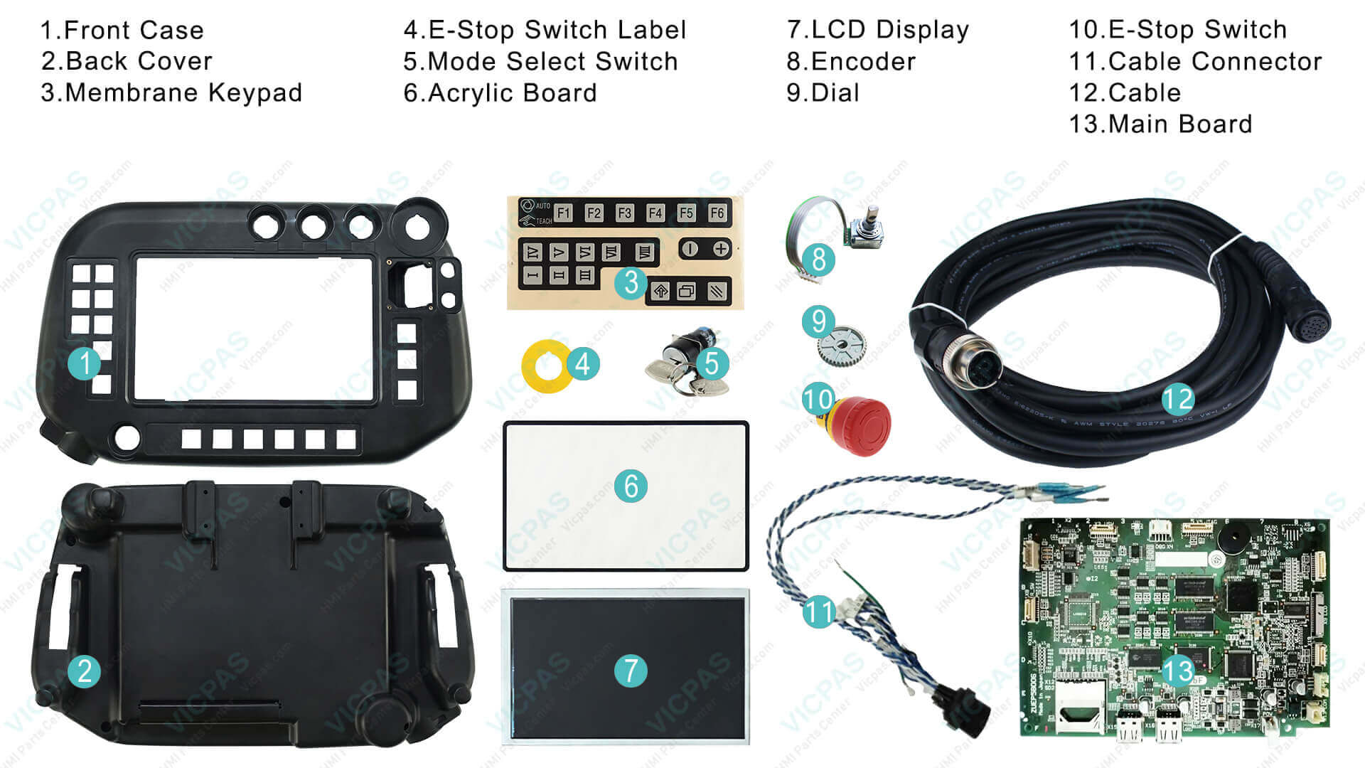Panasonic G3 Teach Pendant replacement parts - membrane keypad, LCD screen and plastic housing