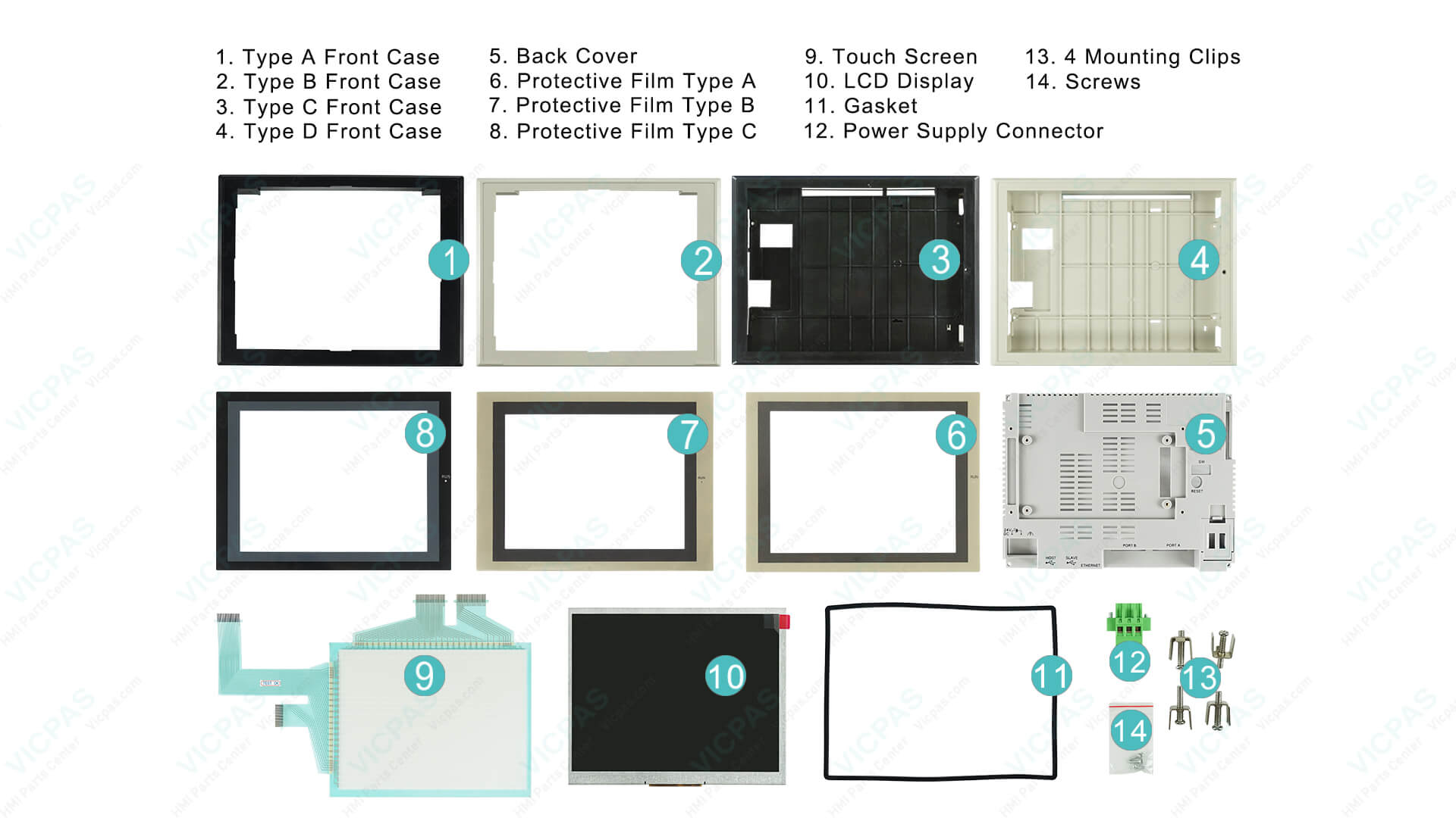 VICPAS Omron NS8 touchscreen replacement kit with protective film and plastic cover