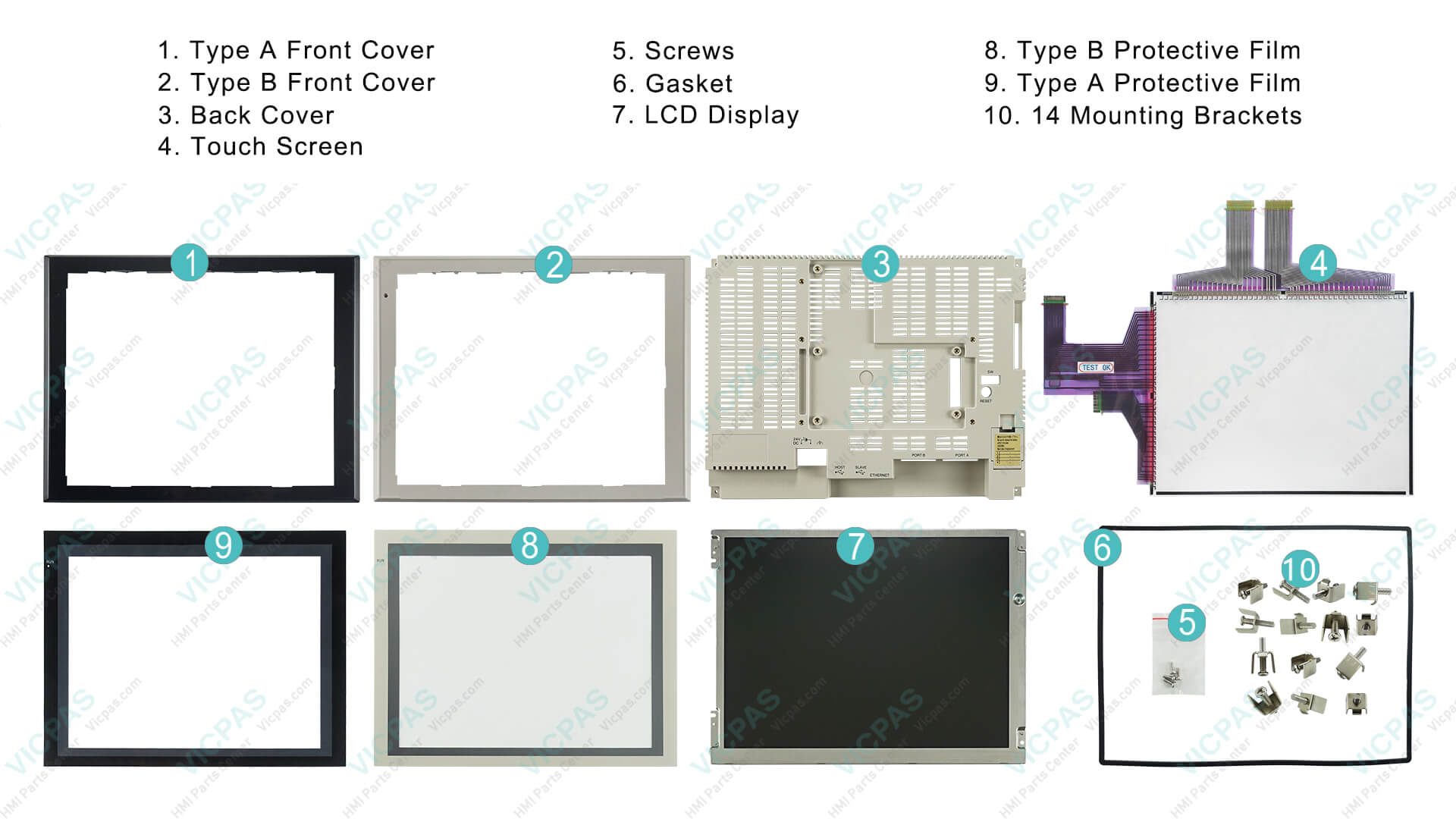VICPAS Omron NS12 touchscreen replacement kit with display, overlay and housing