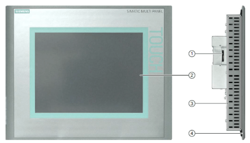 Front view and side view: 6AV6643-8AD10-0AA0 Siemens