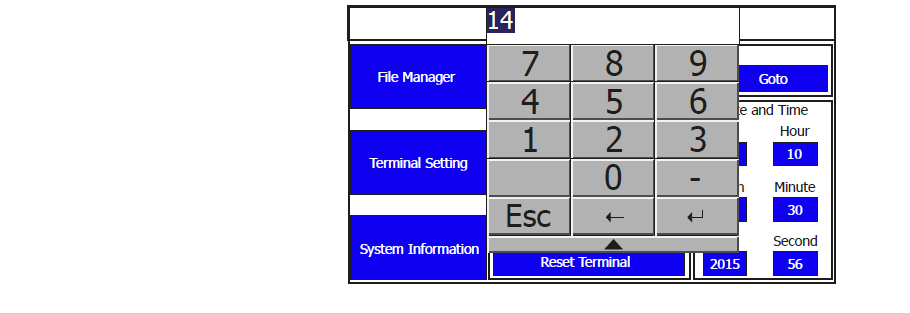 How to change the terminal date and time from the panelview 800 graphic terminal?