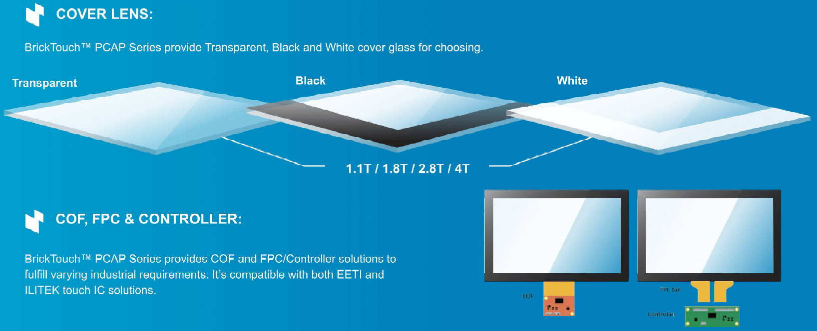 BrickTouch PCAP Series touch panel glass