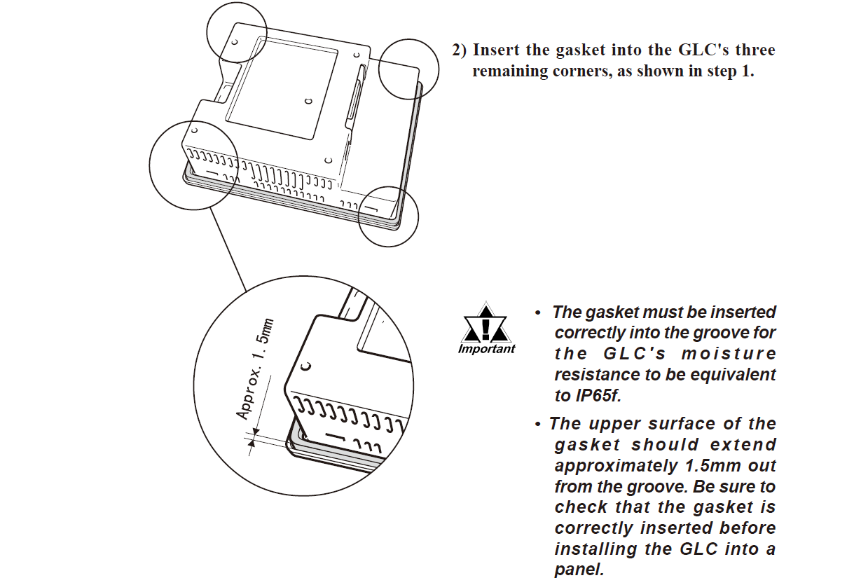Attaching the GLC150-BG41-DPC-24V GLC150-BG41-DPK-24V Protective Film Touch Digitizer Glass Installation Gasket