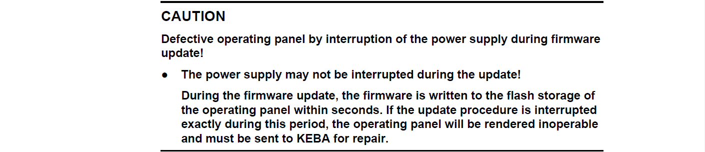 KEBA KeTop OP 460 KeTop OP 460-LD/A Firmware update