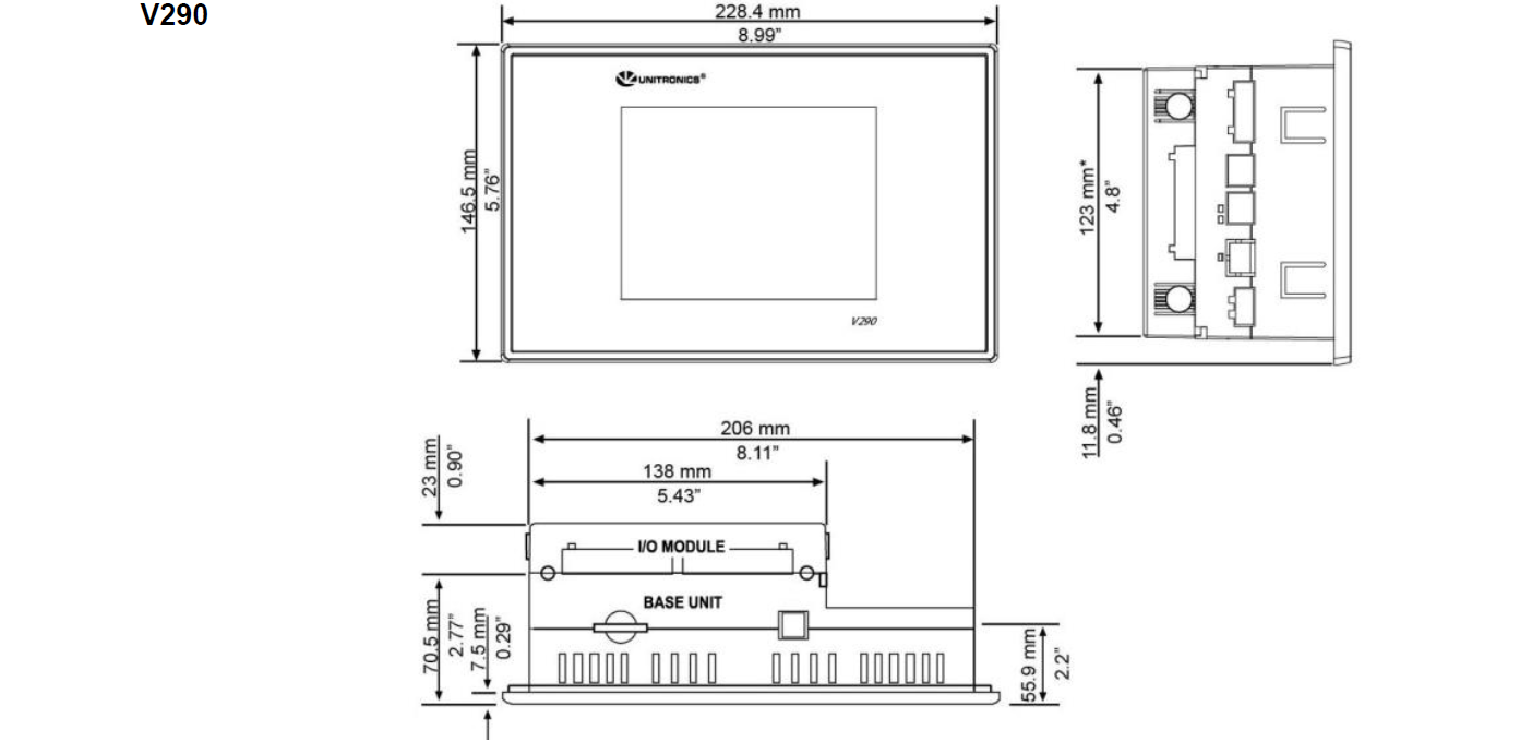 V290-19-B20B Unitronics Vision™ HMI Panel Glass Repair Replacement
