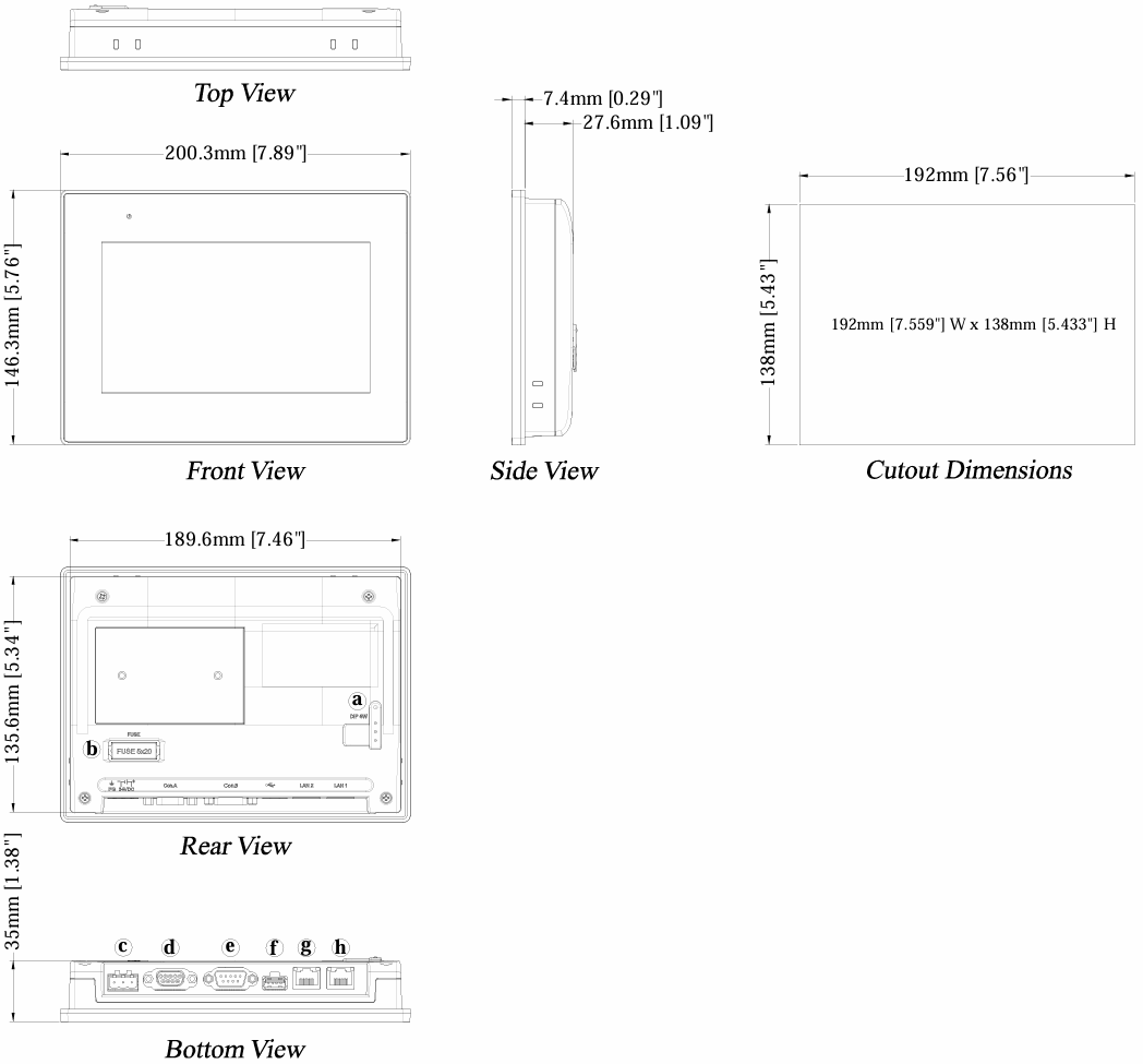 What are the dimensions of Weinview cMT3071/cMT3072 HMI?