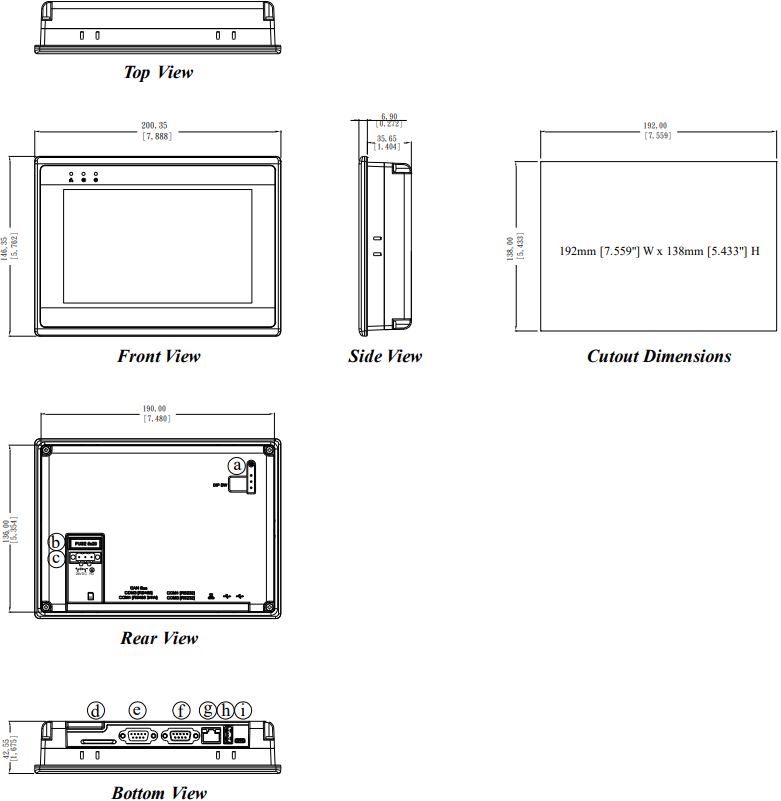 What are the dimensions of Weinview eMT3070A eMT3070B HMI?