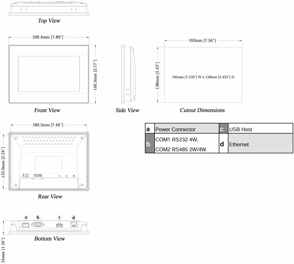 What are the dimensions of Weinview MT8072iP HMI?