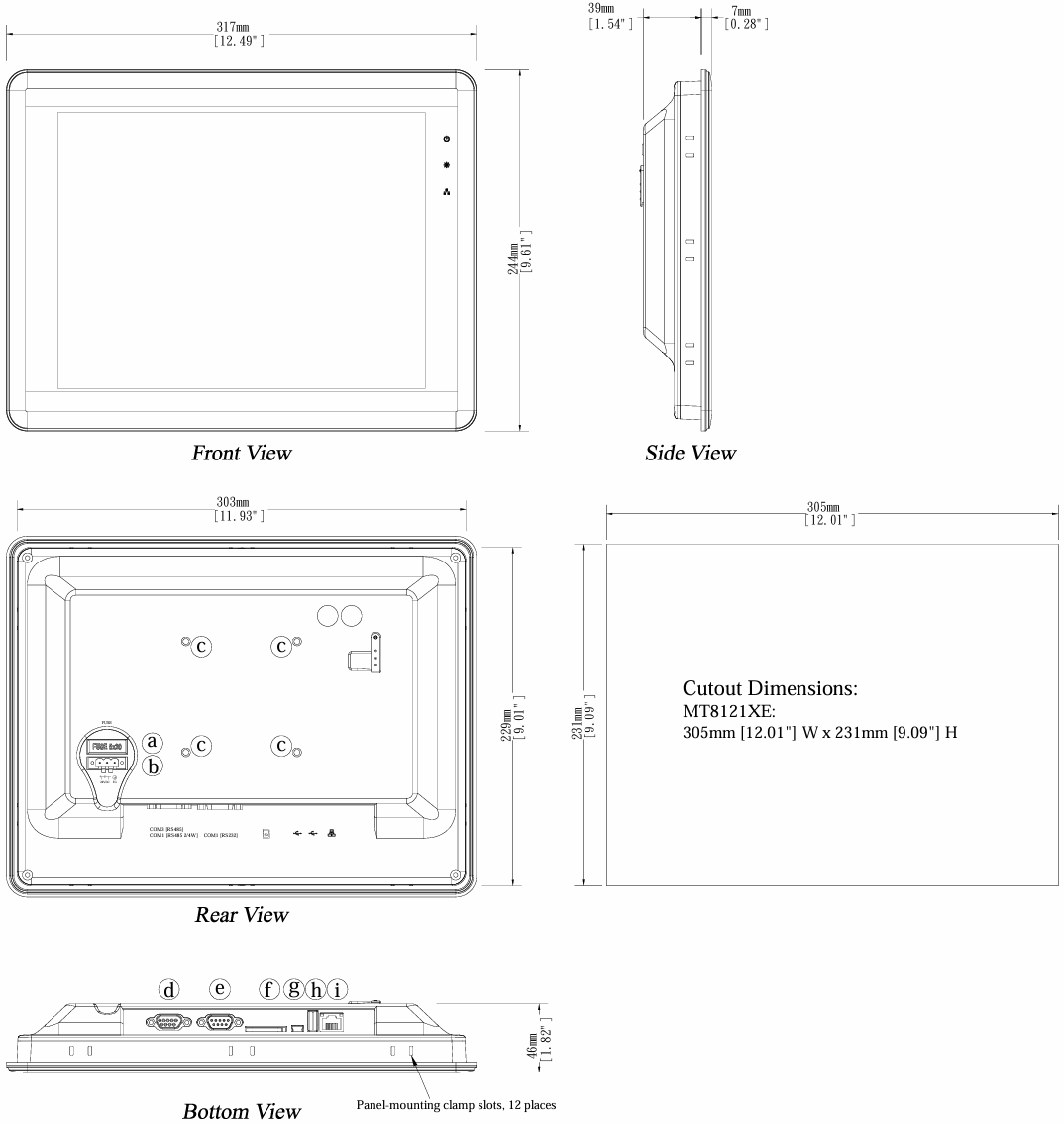 What are the dimensions of Weinview MT8121XE HMI?