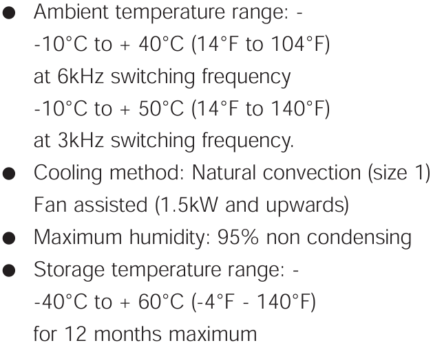What are the environmental conditions of Control Techniques Commander SE SE11200025 HMI Cases?