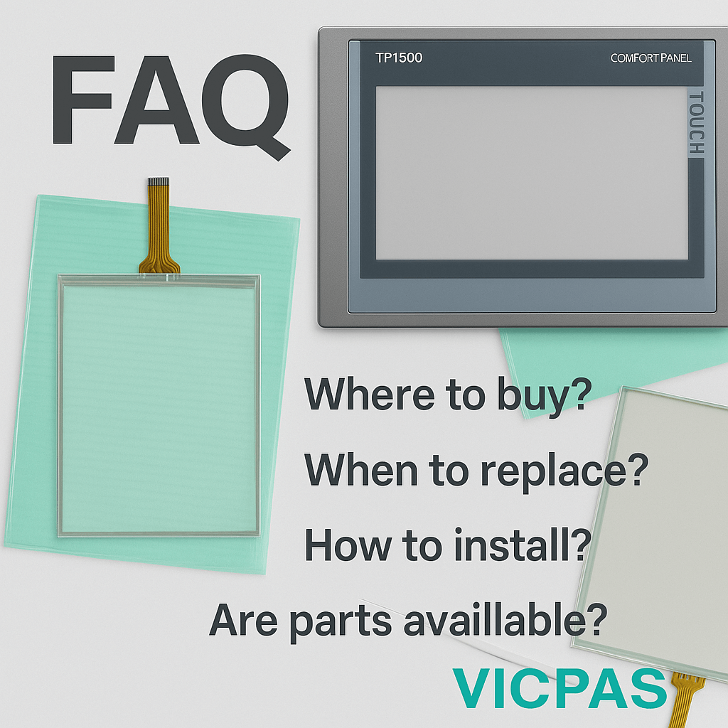 FAQ graphic featuring TP1500 Comfort Panel and Vicpas parts