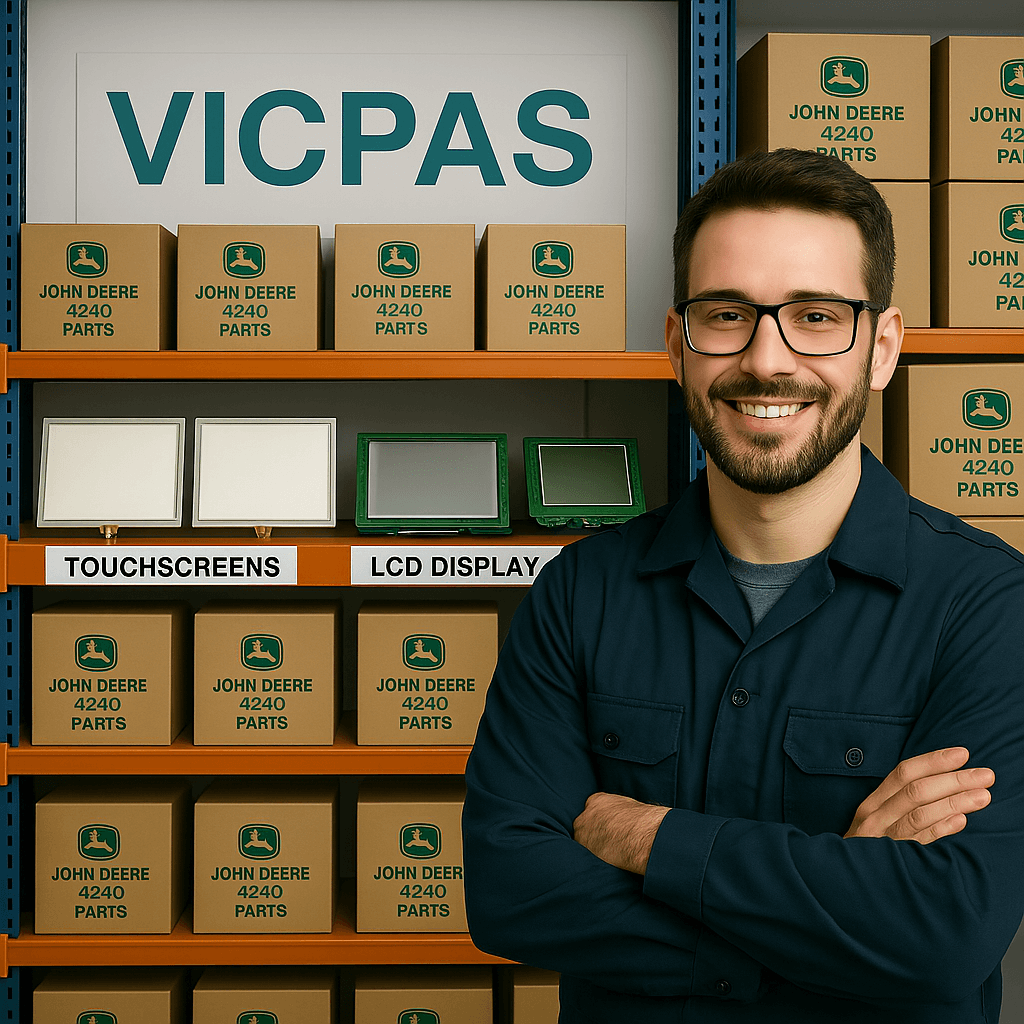 Vicpas warehouse with John Deere 4240 parts