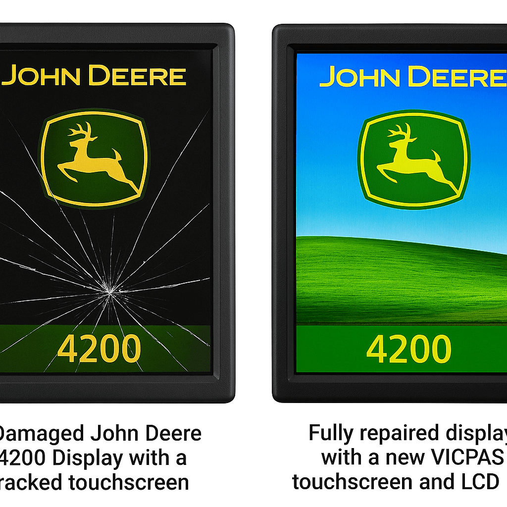 Comparison of damaged and repaired John Deere 4200 Display