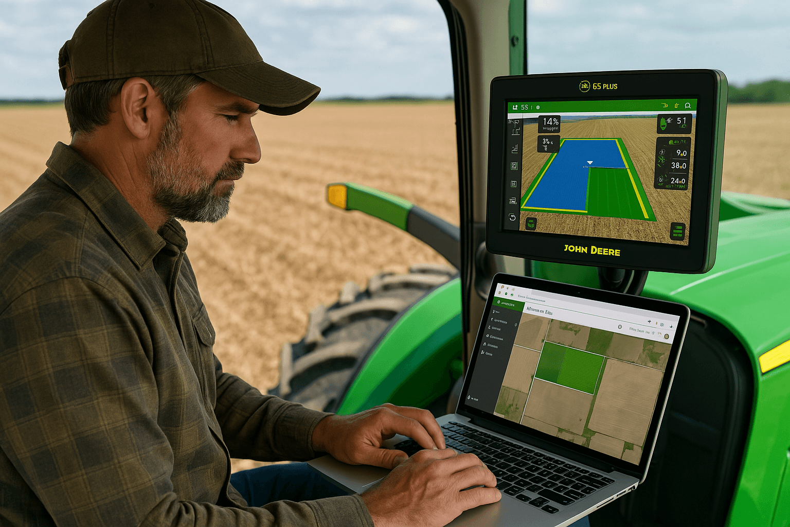 Vicpas technician repairing John Deere G5 Plus Universal Display