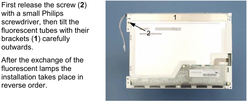 How to replace Beckhoff CP6401-0000-0040 CP6401-0001-0040 CP6601-0000-0000 CP6601-0001-0000 fluorescent lamps in the display?