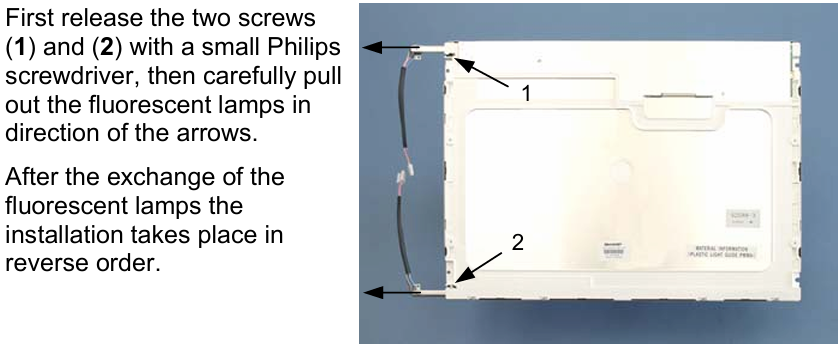 How to replace Beckhoff CP6401-0000-0040 CP6401-0001-0040 CP6601-0000-0000 CP6601-0001-0000 fluorescent lamps in the display?