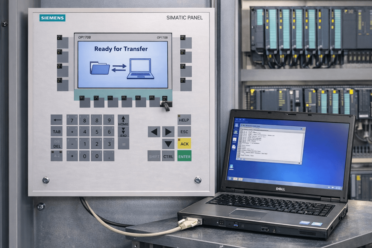Siemens OP170B Ready for Transfer Mode during serial download