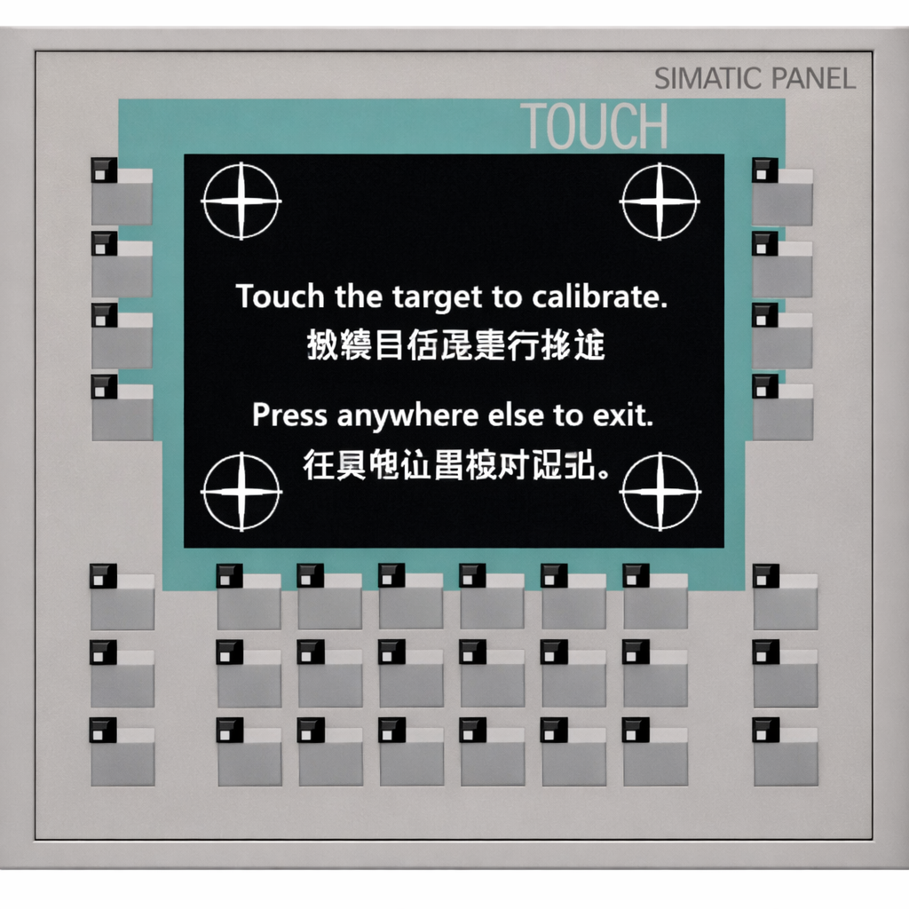 Siemens OP177 touch screen calibration process or touchscreen surface close-up