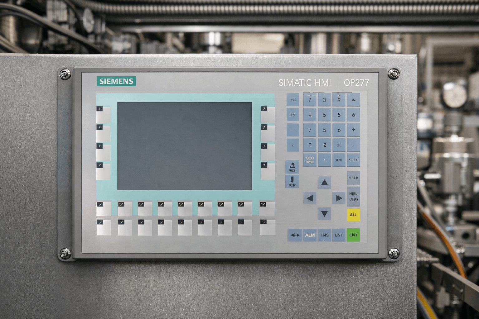 Siemens SIMATIC HMI OP277 6 Operator Panel in industrial control cabinet