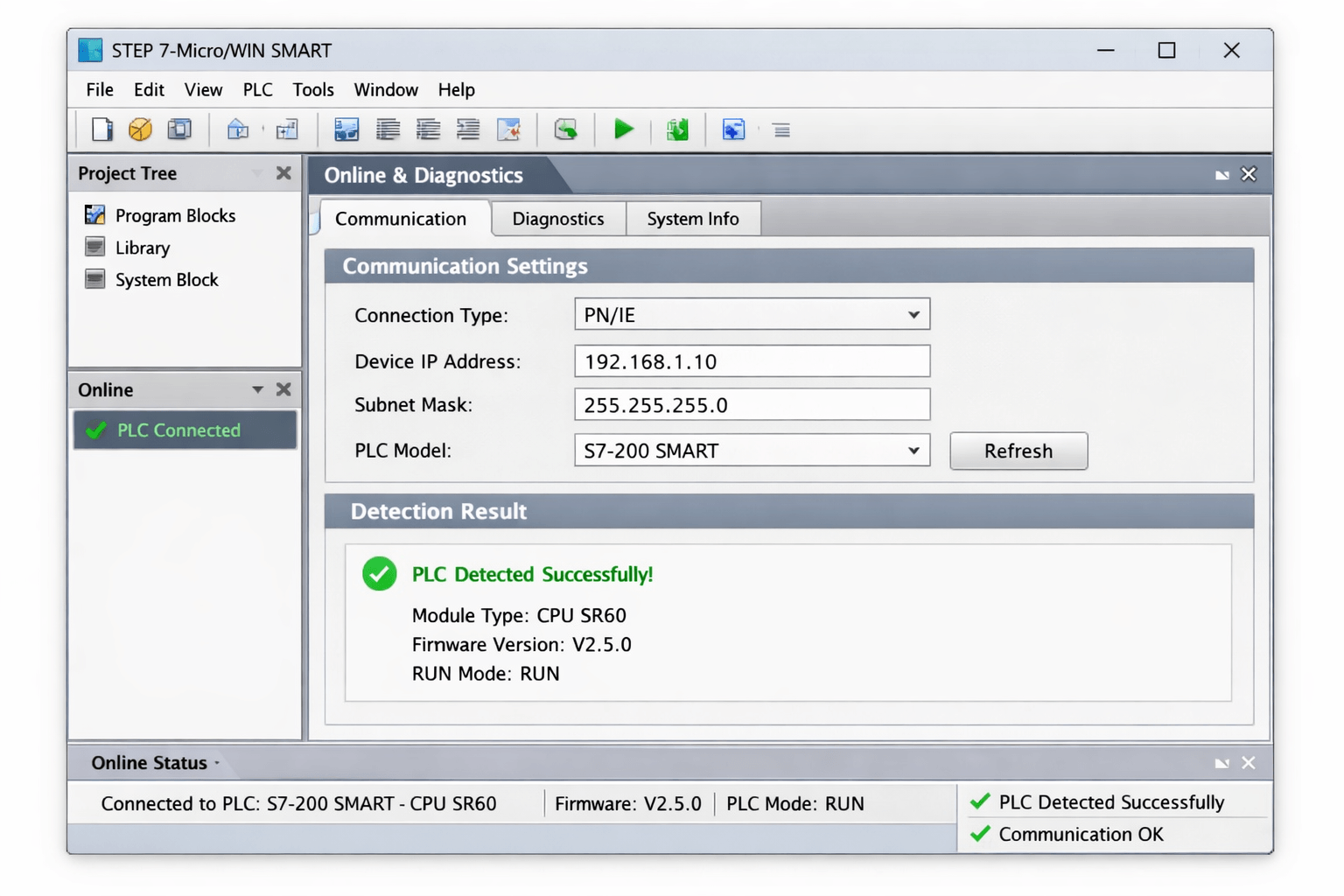 Micro-WIN SMART Software Interface for S7-200 Smart