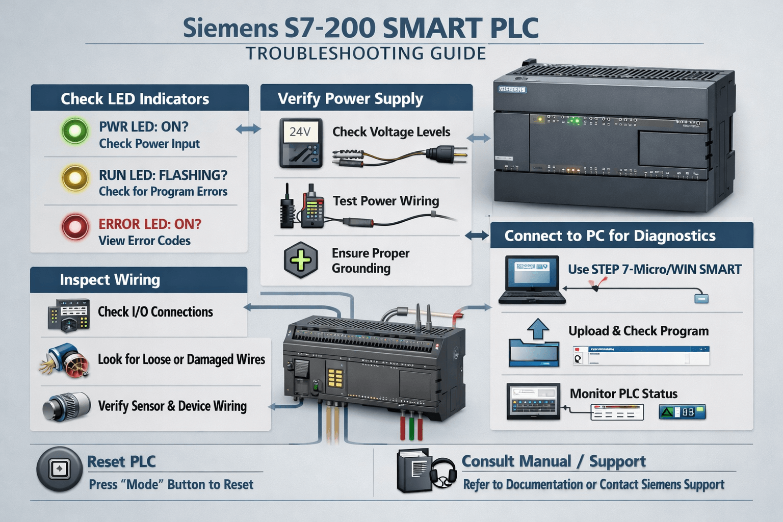 Siemens S7-200 Smart PLC Troubleshooting Diagram