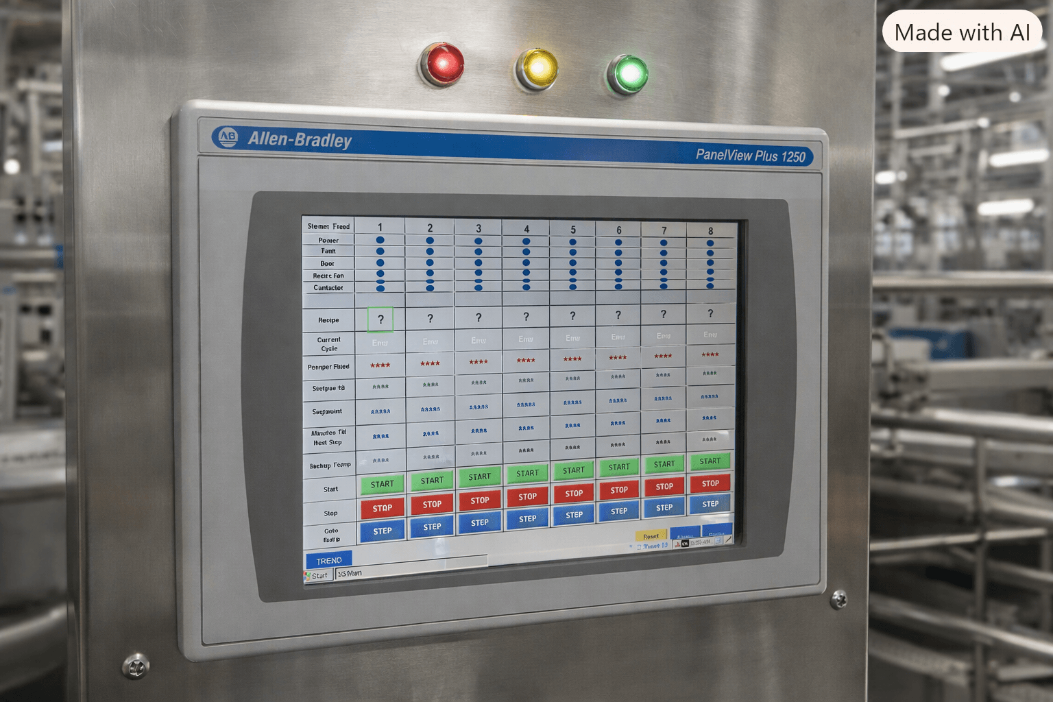 Allen-Bradley PanelView Plus 1250 HMI terminal installed in control panel
