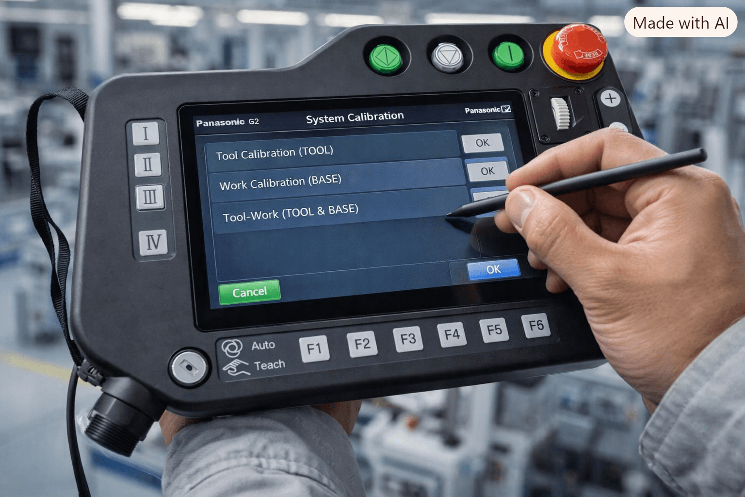 Panasonic G2 Teach Pendant touch screen detail and calibration view