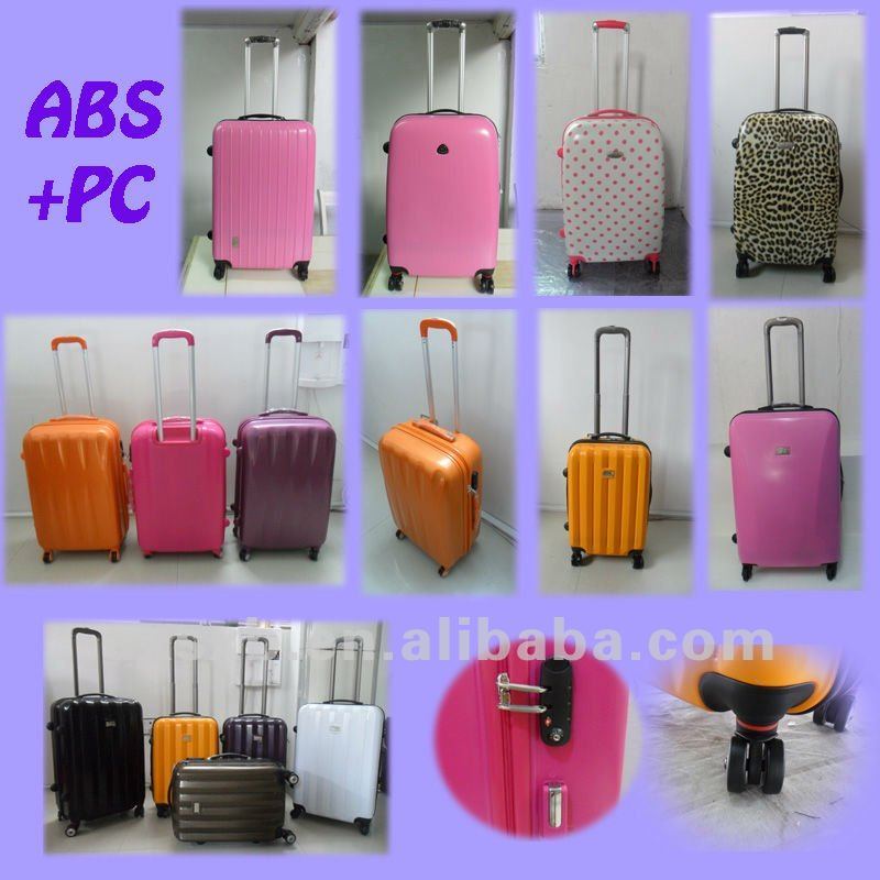 ABS 2 pcs set eminent aircraft airplane hard shell drawbar airport 2 zippers pretty colorful super light ultra light suitcase