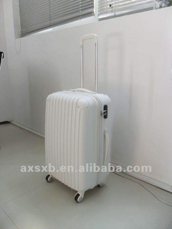 ABS white hot sale corner series free wheel travel trolley suitcase