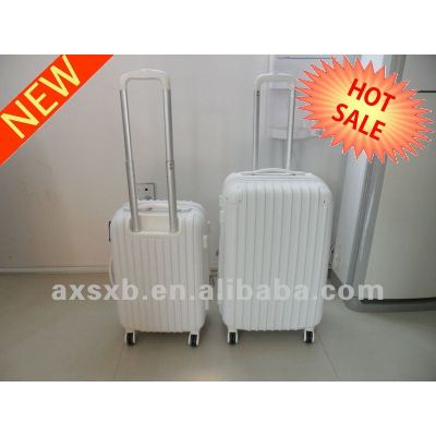 ABS white hot sale corner series free wheel travel trolley suitcase