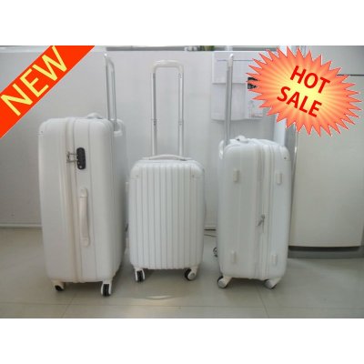 ABS white hot sale corner series rotary wheel travel trolley suitcase