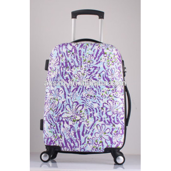 2015 fashionable different priting picture ABS PC trolley case