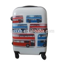 2015 fashionable London bus printed trelley case colorful printed hard luggage
