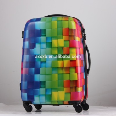 3pcs set zipper colorful pc printing hard shell case luggage