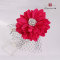 Party flower hair clip artificial big red  sunflower hair clip with mesh