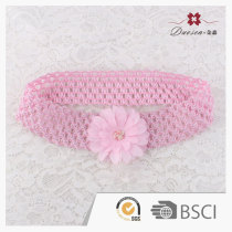 Elastic mesh crochet headband with silk flower for babies little girl toddlers hair jewelry