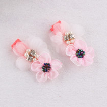 organza mini baby girl flower barrette pink flower hair clip